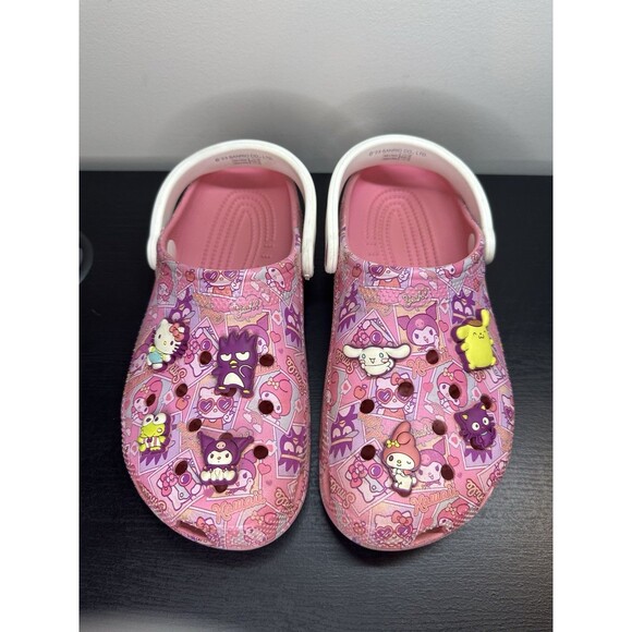 SANRIO Hello Kitty and Friends Crocs With Attached Jibbitz Clogs Girls J 6 - Picture 1 of 16